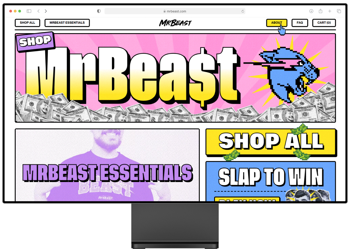 Mr Beast's webiste